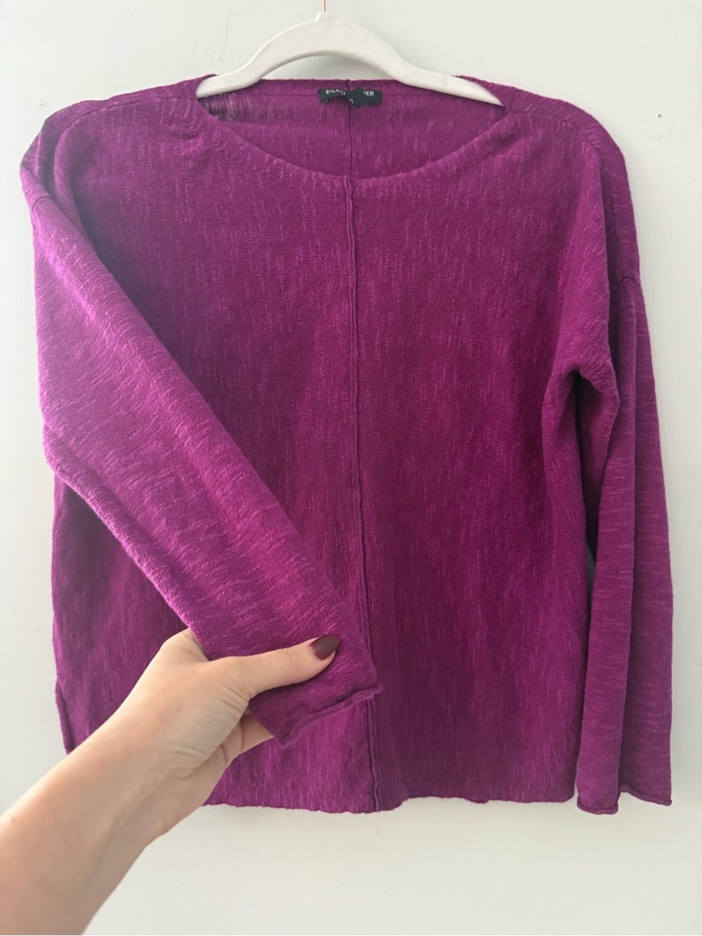 Eileen Fisher Linen Cotton Blend Fuchsia Pink Sweater